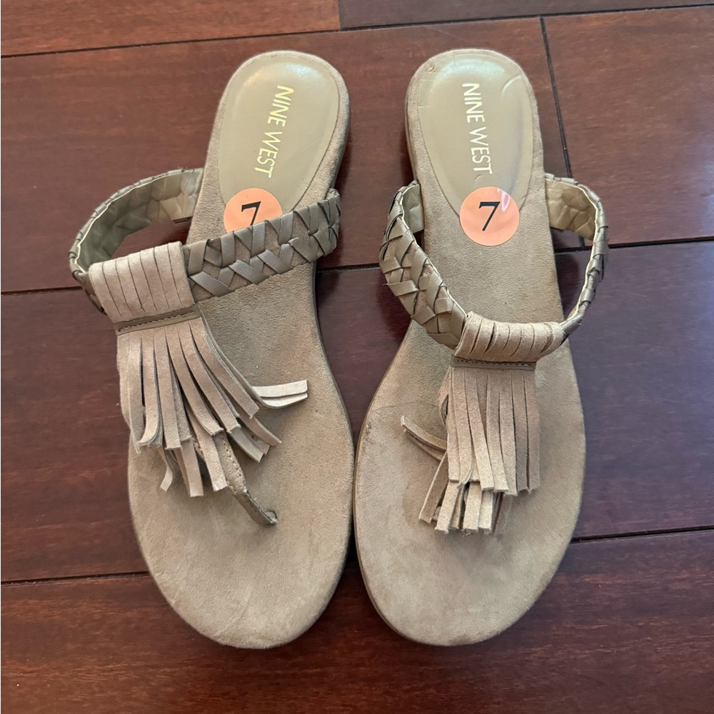 Nine West Suede Fringe Sandals